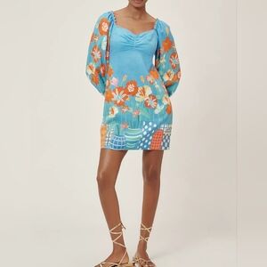 Farm Rio x Anthropologie Linen Blend Printed Mini Dress S